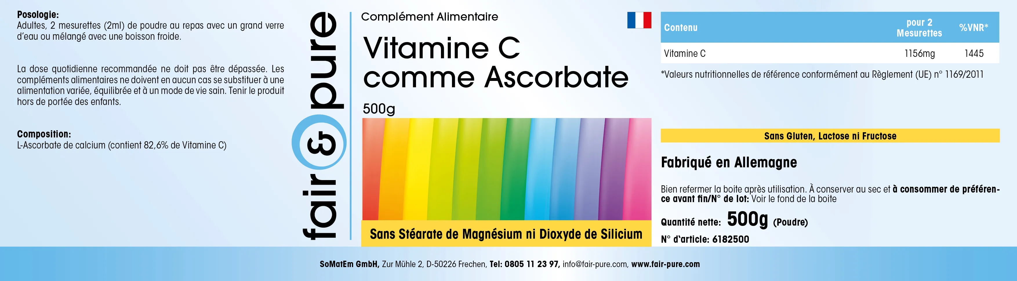 Vitamin C als Ascorbat - 500g Pulver | 6182500